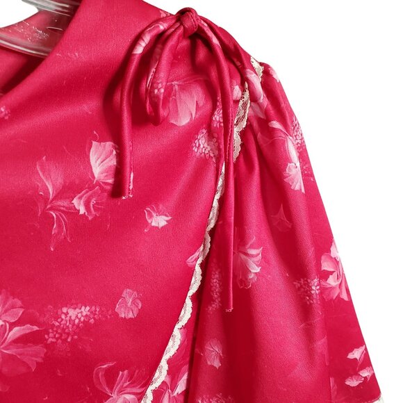Vintage Sears Size 10 Dress Floral Lace Trim Shoulder Ribbon Floral Pattern Pink - Picture 9 of 13